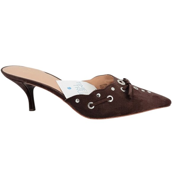 Time and Tru Women's Studded Kitten Heel Brown Mules Shoes Size 9 NWOB - Picture 5 of 11